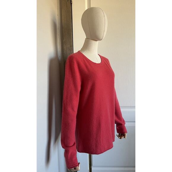 Prive Cashmere Sweater Red Knit Long Sleeve Crew Neck Pullover Sweater Sz Large - Picture 5 of 13